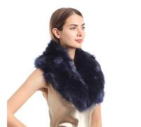 soul young Women's Faux Fur Collar Winter White Warmer Scarf Wrap(Navy)