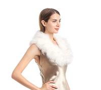 soul young Women's Faux Fur Collar Winter White Warmer Scarf Wrap(White)