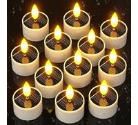 SoulBay 12pcs Solar Tea Lights Candles Outdoor Waterproof, 1.5" D x 2.1" H