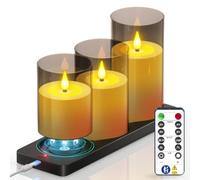 SoulBay 3pcs Rechargeable LED Battery Candles Remote Control Magnetic Base