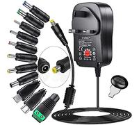 SoulBay 41W 6V 9V 12V 15V 18V 20V 24V Universal AC/DC Adapter Switching Power Supply Charger with 11pcs DC Tips, Contains USB-C & Micro USB Plug for Household Electronics LED Strip Router - 2000mA Max