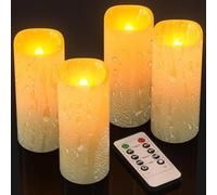 SoulBay Outdoor Candles for Garden, 4pcs Battery Flameless LED Pillar Candles Flickering with Remote Control Timer, Waterproof Candle for Garden Lanterns Home Room Patio Decorations, 5.6 x 12.7cm