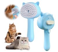 SOULBEAM 4-in-1 Pet Steam Spray Brush With Handle, Rubber Brush With Release Button, Dog Comb for Longhair & Shorthair Cat & Dog Cleaner (Blue)