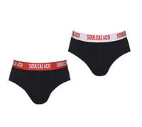 SoulCal . Mens Soft Feel Wide Elasticated Waistband Brief 2 Pack (Indigo Marl, L)