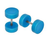 SoulCats® 1 pair fake plugs ear studs bright blue, Size: 8 mm, color: bright blue