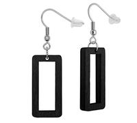 SoulCats® 1 pair of rectangular wood earrings for women in the color black