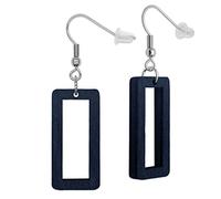 SoulCats® 1 pair of rectangular wooden earrings for women in the color dark blue