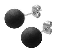 SoulCats® 1 pair of round wooden beads Studs Ø 9 mm with stainless steel pin in brown light brown or black