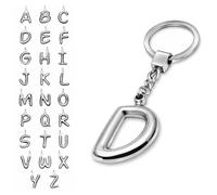 SoulCats 3D Keychain made of Solid Stainless Steel in Silver, Personalized Alphabet Initial, Letter D