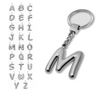 SoulCats 3D Keychain made of Solid Stainless Steel in Silver, Personalized Alphabet Initial, Letter M