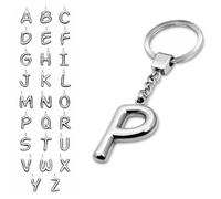 SoulCats 3D Keychain made of Solid Stainless Steel in Silver, Personalized Alphabet Initial, Letter P