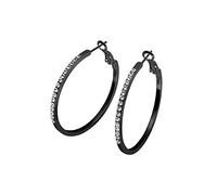 SoulCats Creole Hoop earring studs crystals rhinestones silver black gold