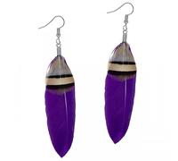 SoulCats® Elegant feather earrings in many colors Hippie earrings spring, color: purple