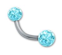 SoulCats® eyebrow piercing Piercing Banana with crystal ball Gel epoxy coating rod 1,2 mm, color: light blue; Length: 10 mm