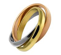 SoulCats® Ring Tricolor Made of Stainless Steel Intertwined rosé Gold Silver, Size:18 mm