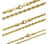 SoulCats® Rope Chain Stainless steel rope chain braid gold silver, Size: 3 mm; color: gold; chain length: 50 cm chain