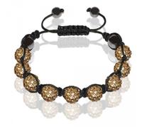SoulCats® Shamballa Bracelet Rhinestone Glitter Lucky Charm with 9 Crystal Balls, one Color, Color: Gold
