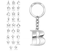 SoulCats® Silver Letter A-Z Initial Keychain Refined Steel, Colour: silver, selection: model B, ca. 31 mm x 39 mm, Stainless steel Silver, Without stone