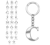 SoulCats® Silver Letter A-Z Initial Keychain Refined Steel, Colour: silver, selection: model C, ca. 31 mm x 39 mm, Stainless steel, Without stone, ca. 31mm x 39 mm, Stainless Steel, without stone