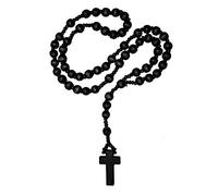 SoulCats Wooden Rosary with Cross - Catholic Prayer Beads with Round Wooden Beads - Devotional Prayer Chain - Black