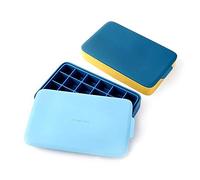 SOULCHEF 2 PACK Silicone Ice Cube Tray, 24 Ice Molds Easy-Release Flexible Ice Maker with Removable Lid, for Whiskey Wine Cocktails Juice Soups - Blue & Yellow