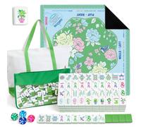 Soulchen 1.18'' American Mahjong Tile,168 Green Mahjong Game Set with Mat, | Portable Complete Kit with Mahjong Mat, Dice, Storage Bag & Accessories, Ideal for Home, Outdoor & Beginner Players