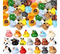 Soulchen 100 Pcs Mini Resin Animals Ducks Tiny Resin Animals Figures Cow Elephant Cats Frog Bee Penguins Small Little Ducks Miniature Gift Decor for Craft Garden Landscape Ornament Potted Decorations