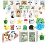 Soulchen 100 Sets Inspirational Gifts Bulk for Coworkers Positive Emotional Gift Breathing Box Mini Resin Animal Figurines with Pun Box for Friends Staff Christmas Employee Appreciation Favors (Funny)