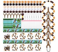Soulchen 1120 Pcs/24 Sets David and Goliath Crafts Kit Beads Bracelets Vbs | Jewelry Making DIY with Slingshot Charm, Christian Religious Card, Education Bible Story, Classroom Sunday School Activities