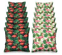 Soulchen 12 Pack St Patricks Day Bean Bags for Tossing Game Shamrock Green Corn Hole Game Bag for Irish Holiday Party Outdoor Indoor Yard Hand Throwing Supplies(Flamingos,Pink)