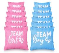 Soulchen 12 Pack St Patricks Day Bean Bags for Tossing Game Shamrock Green Corn Hole Game Bag for Irish Holiday Party Outdoor Indoor Yard Hand Throwing Supplies(Baby Shower,Pink and Blue)