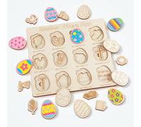 Soulchen 12 Pcs Easter Resurrection Story Eggs Puzzle Wooden Christian Coloring Eggs Set with Meaningful Symbols DIY Paintable Religious Activity for Easter Basket Fillers Christian Church Gifts