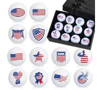 Soulchen 12 Pcs Funny Golf Balls Gift Set Funny Golfer Gift Set for Men Dad Golfers Grandfather Professional Practice Ball Fathers Day Birthday Gifts Bulk Unique Novelty Gifts for Golfers (Patriotic)