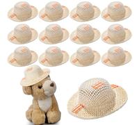 Soulchen 12 Pcs Mini Straw Hat for DIY Craft Decoration Fall Brown Miniature Burlap Scarecrow Decorative Hat for Floral Arranging, Centerpieces, Autumn Fall Decor, 2.5 x 1 Inches