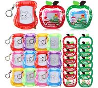Soulchen 12 Set Christmas Party Favor Gift for Kids, Mini Magnetic Drawing Boards with Apple Shaped Gift Bags Backpack Keychain Clip Doodle Drawing Board for Kids Xmas Party Classroom Reward Supplies