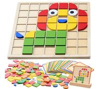Soulchen 120 Pcs Wooden Matching Puzzle for Elderly Dementia, Colorful Shape Memory Building Blocks, Occupational Therapy Activities for Alzheimers Patients, Senior Care Gift Nursing Home Thanksgiving