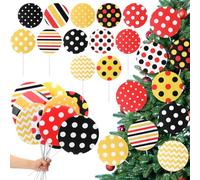 Soulchen 12pcs Christmas Cartoon Mouse Decorations Christmas Tree Picks with Sticks Double Sided Printing Ornaments Xmas Filler Decoration for Tree Topper Home School Winter Vase Holiday (Classic)