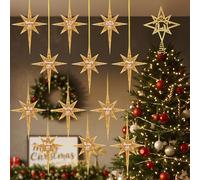 Soulchen 13 Pcs Christmas Tree Star Decor Christian Gifts Nativity Scene Tree Topper Bethlehem Star Names of Jesus Hanging Ornament Gold Christmas Ornaments Faith-Based Home Decoration