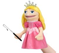 Soulchen 16 Inch Pink Hand Puppets with Silver Black Scalable Control Rod Plush Princess Marionette Puppet for Storytelling Play Teaching