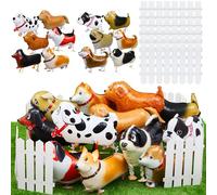 Soulchen 18 Pcs Adopt a Dog Animal Themed Party Favor Include 12 Walking Dog Balloons and 6 Picket Fence Cutouts for Farm Dogs Theme Birthday Gifts Baby Shower Photography Party Decorations