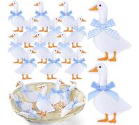 Soulchen 18 Pcs Felt Goose Baby Shower Decorations, 2.36 Inch Goose Ornaments for Girls Birthday Baby Shower Party, Nursery Decor, Felt Animal Party Favors, 2 Styles (Blue)