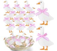 Soulchen 18 Pcs Felt Goose Baby Shower Decorations, 2.36 Inch Goose Ornaments for Girls Birthday Baby Shower Party, Nursery Decor, Felt Animal Party Favors, 2 Styles(Pink)