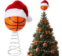 Soulchen 2.4 Inch Basketball Christmas Tree Topper Ornament - Tree Top Decor, Home Xmas Party & Tabletop Display - Gift for Men, Senior Fans, Players & Teams