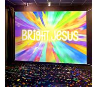 Soulchen 2 Pack 9x6 ft Bright Jesus VBS Backdrop Neon Glow Party Photography Background Rainbow Design with Grommets and Ropes for Church Events Decorations