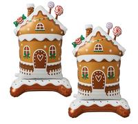 Soulchen 2 Pack Giant Self Standing Christmas Gingerbread Foil Balloon Gingerbread House and Candy Man Balloon for Christmas Winter Birthday Parties Decoration (Classic)