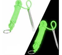Soulchen 2 PCS 10 Ft 550lb Glow in The Dark Paracord Fishing Stringer Fish Holder with Stainless Steel Fish Spike and 1 Inch Split Ring(Green, Glow in Green)