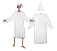 Soulchen 2 Pcs 12 ft Halloween Skeleton Accessories Giant Pajama Costume Set Halloween Skeleton Clothing Accessories Nightgown Sleeping Hat Outfit for Garden Lawn Outdoor Decor