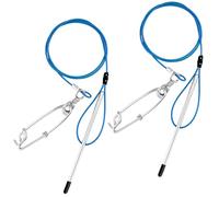 Soulchen 2 Pcs 3ft Heavy Duty Fish Stringer with Shark Clip Stainless Steel Cable Fish Holder Spearfishing Stringer for Scuba Diving Freediving Spearfishing Kayak Fishing and Game (Blue)
