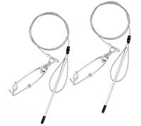 Soulchen 2 Pcs 3ft Heavy Duty Fish Stringer with Shark Clip Stainless Steel Cable Fish Holder Spearfishing Stringer for Scuba Diving Freediving Spearfishing Kayak Fishing and Game (Clear)