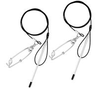 Soulchen 2 Pcs 3ft Heavy Duty Fish Stringer with Shark Clip Stainless Steel Cable Fish Holder Spearfishing Stringer for Scuba Diving Freediving Spearfishing Kayak Fishing and Game(Black)